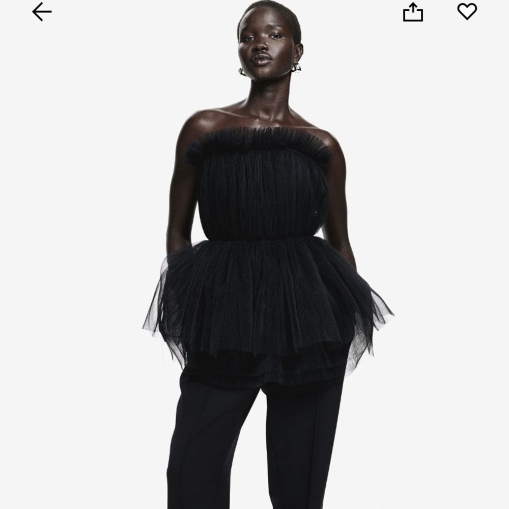 H&M PLEATED TULLE BANDEAU TOP